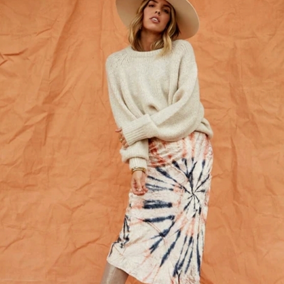 FREE PEOPLE BALI SERIOUS SWAGGER TIE DYE SKIRT - Picture 1 of 9